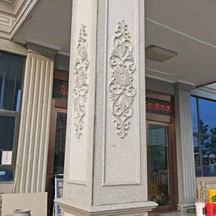 开封芝麻白别墅雕刻柱子  黄金麻